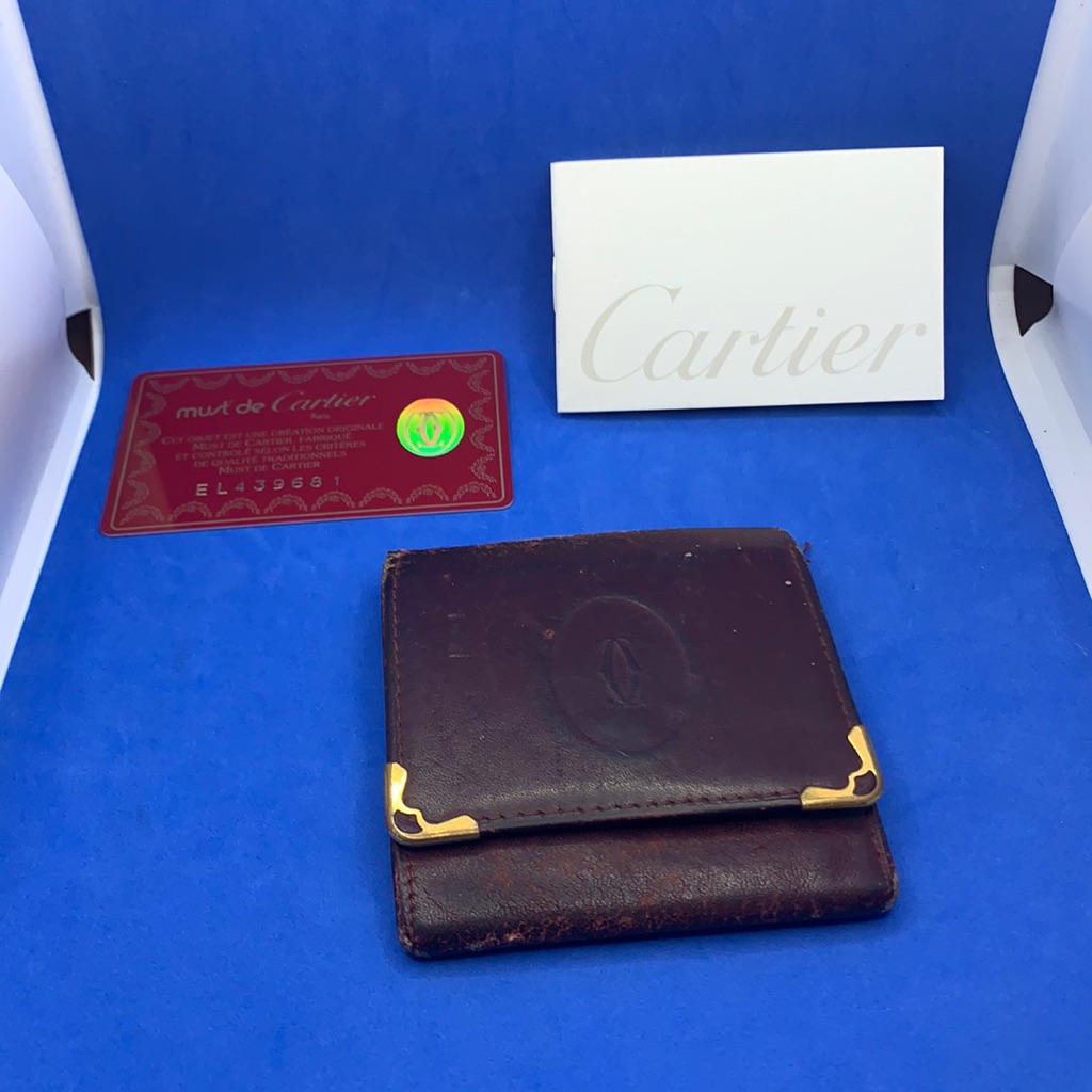 Vintage Cartier Leather Compact Wallet Change Purse- 100% Authentic 1